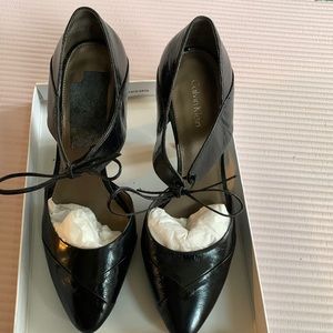 Calvin Klein NWOT stylish black heels. Black leather